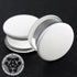 White Double Flare Glass Plugs Stretched Lobes