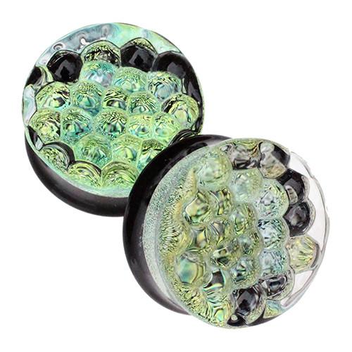 Green Foil Bubble Textured Plugs by Glasswear Studios Plugs  