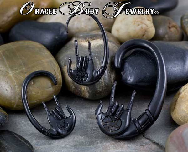 Horn Rocker Hangers by Oracle Body Jewelry Plugs 4 gauge (5mm) Black Horn