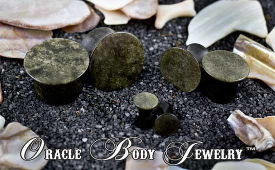 Mayan Flared Golden Obsidian Plugs by Oracle Body Jewelry