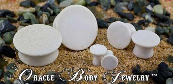 White Agate Mayan Plugs by Oracle Body Jewelry Plugs 8 gauge (3mm) White Agate