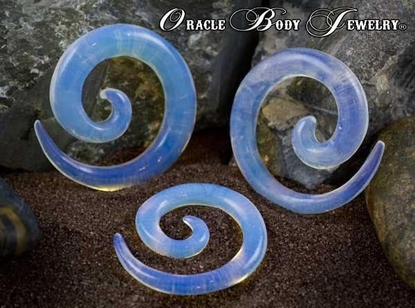 Opalite Spirals by Oracle Body Jewelry Plugs 2 gauge (6.5mm) Opalite
