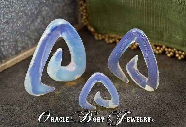 Opalite Trinity Spirals by Oracle Body Jewelry Plugs 6 gauge (4mm) Opalite