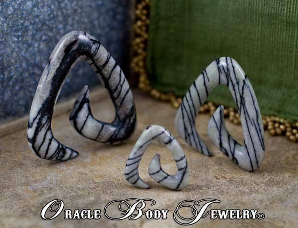Picasso Jasper Trinity Spirals by Oracle Body Jewelry Plugs 6 gauge (4mm) Picasso Jasper