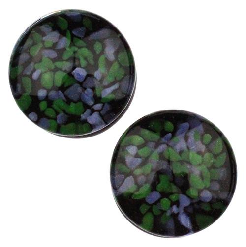Purple/Green Pebble Plugs by Glasswear Studios Plugs 7/16 inch (11mm) Purple Green