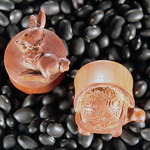 Rabbit & Turtle Plugs by Urban Star Organics Plugs 00 gauge (9.5mm) Sabo Wood