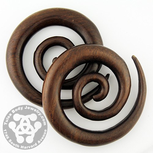 Raintree Long Spirals by Siam Organics Plugs 4 gauge (5mm) Raintree Wood