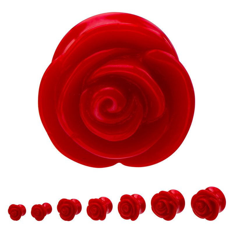 Red Acrylic Rose Plugs Plugs  