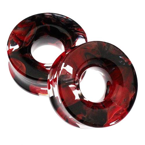 Red & Black Power Eyes by Gorilla Glass Plugs 1-1/8 inch (28mm) Red Black