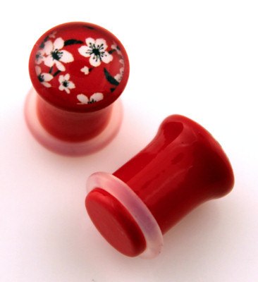 Sakura Cherry Blossom Plugs Plugs 00 gauge (10mm) Red
