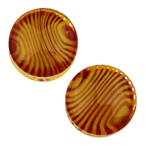 Red & Yellow Tiger Stripe Plugs by Gorilla Glass Plugs 2 gauge (6mm) Red & Yellow