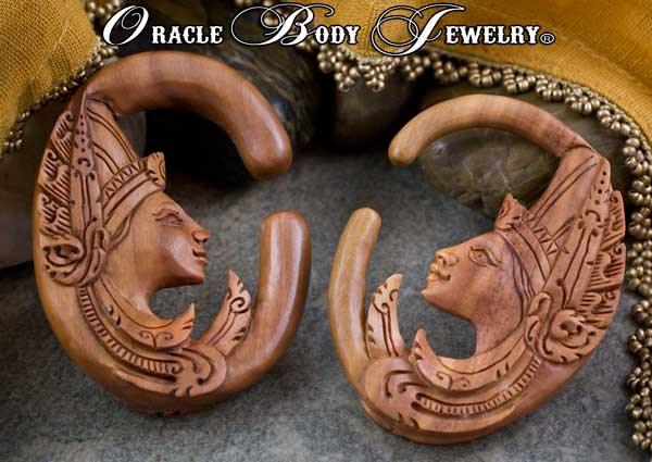 Saba Wood Cradle of Love Hangers by Oracle Body Jewelry Plugs  