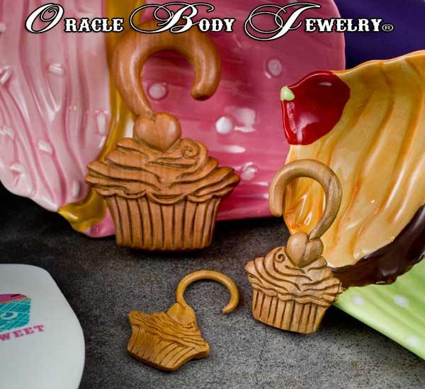 Saba Cupcake Hangers by Oracle Body Jewelry Plugs 8 gauge (3mm) Saba Wood