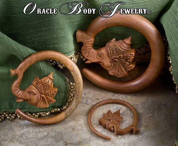 Saba Ganesha Hangers by Oracle Body Jewelry Plugs  