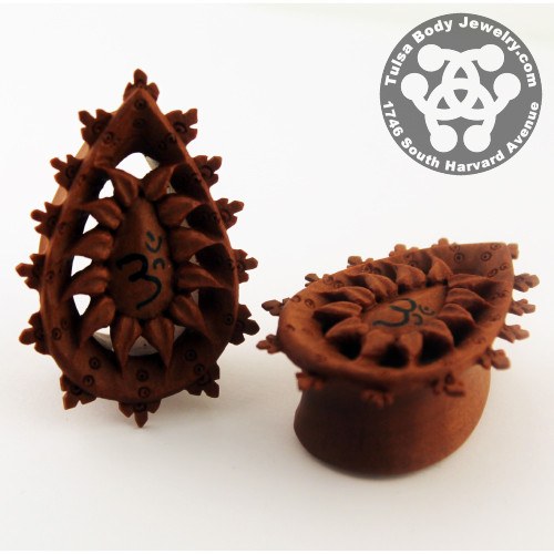 Sabo Mandala Teardrop Plugs by Urban Star Organics Plugs 00 gauge (9.5mm) Sabo Wood