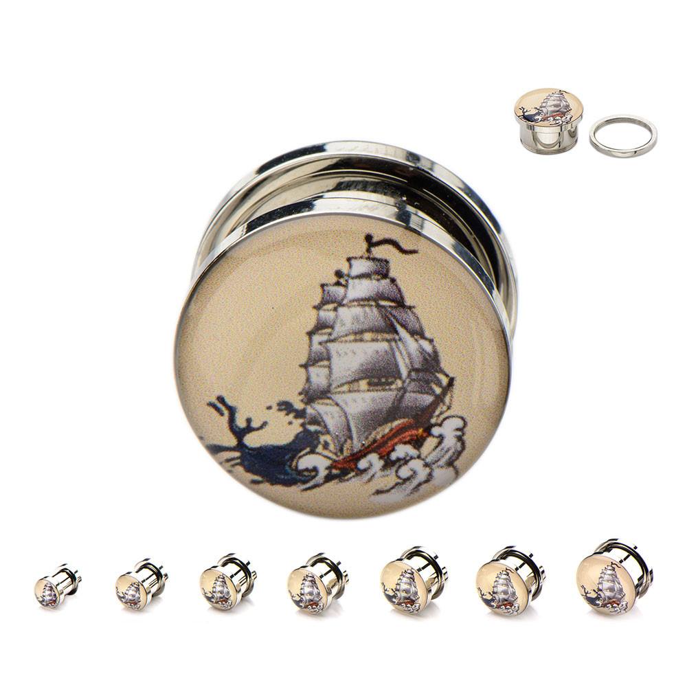 Clipper Ship Stainless Screw-On Plugs Plugs 0 gauge (8mm) Stainless Steel