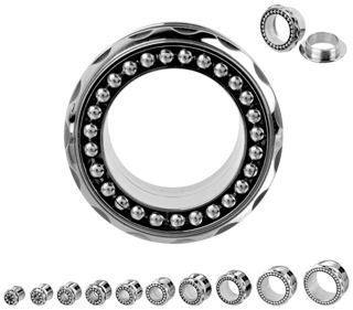 Beaded Screw-on Tunnels Plugs 1/2 inch (12mm) Stainless Steel