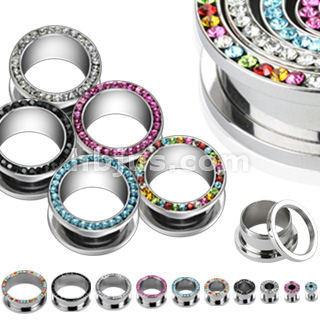 CZ Stainless Screw-On Tunnels Plugs 10 gauge (2.5mm) Clear