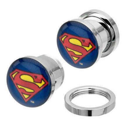 Superman Stainless Screw-On Plugs Plugs 2 gauge (6mm) Stainless Steel