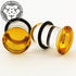 Amber Single Flare Glass Plugs Stretched Lobes