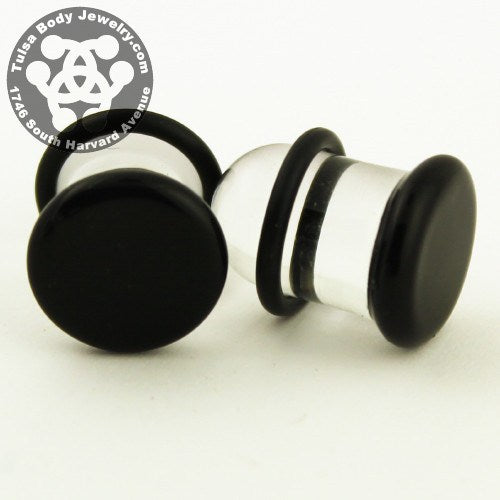 Black Single Flare Plugs by Glasswear Studios Plugs 12 gauge (2mm) Black