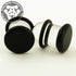 Black Single Flare Glass Plugs Stretched Lobes 1-1/8 inch (28mm) Black