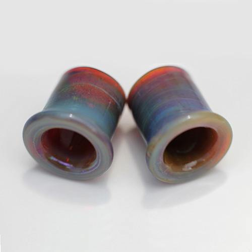 Single Flare Glass Tunnels by Glasshouse 33 Plugs 7/16 inch (11mm) Amber/Purple