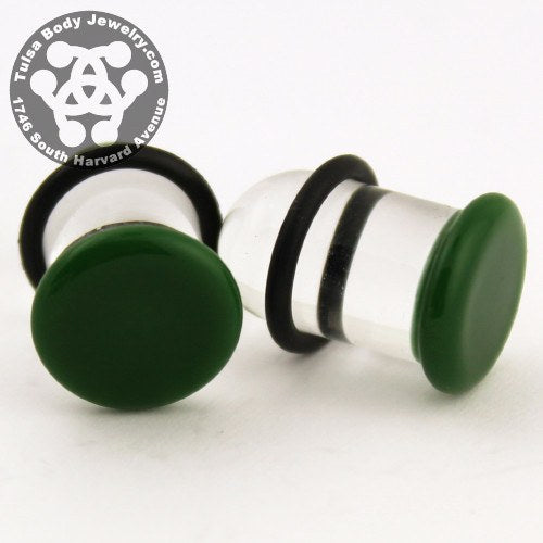Green Single Flare Plugs by Glasswear Studios Plugs 12 gauge (2mm) Green