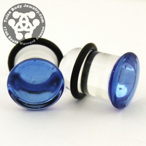 Light Blue Single Flare Plugs by Glasswear Studios Plugs 12 gauge (2mm) Light Blue