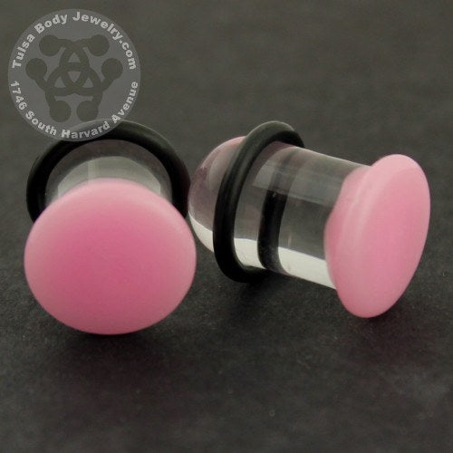 Pink Single Flare Glass Plugs 4 gauge (5mm) / Pink / Pair Pink Single Flare Glass Plugs 4 gauge (5mm) / Pink / Pair