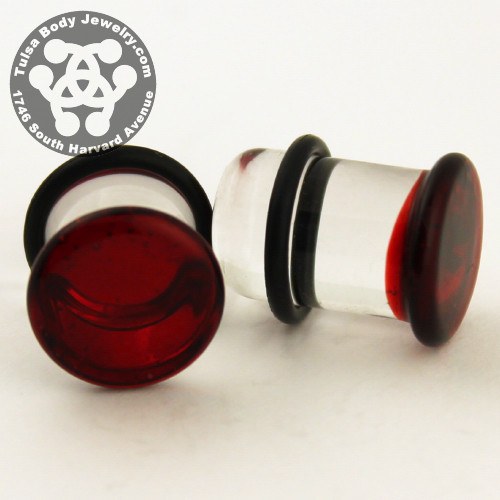 Ruby Single Flare Plugs by Glasswear Studios Plugs 12 gauge (2mm) Ruby
