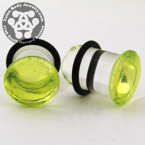 Slime Single Flare Plugs by Glasswear Studios Plugs 12 gauge (2mm) Slime