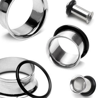 Single Flare Stainless Tunnels Plugs 12 gauge (2mm) Stainless Steel