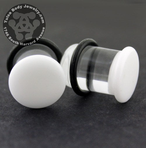 White Single Flare Plugs by Glasswear Studios Plugs 12 gauge (2mm) White