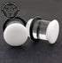 White Single Flare Glass Plugs Stretched Lobes