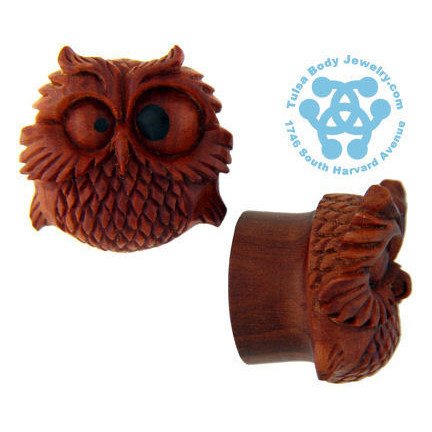 Spazzy Owl Plugs by Urban Star Organics Plugs 0 gauge (8mm) Sabo Wood