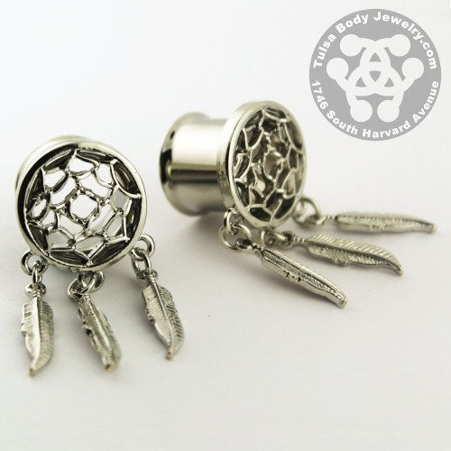 Dreamcatcher Stainless Tunnels Plugs 7/16 inch (11mm) Stainless Steel