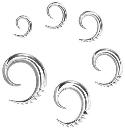 Jagged Stainless Spirals Plugs 0 gauge (8mm) Stainless Steel