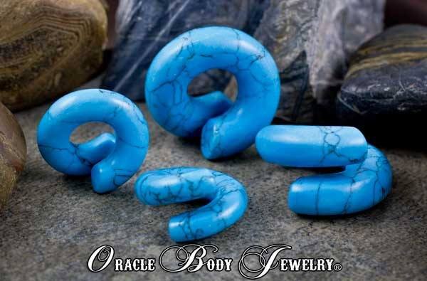 Turquoise Coils by Oracle Body Jewelry Plugs 1/2 inch (12.5mm) Turquoise