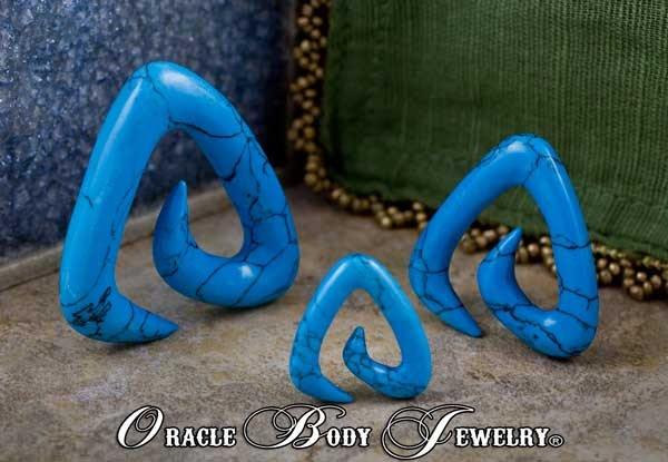 Turquoise Trinity Spirals by Oracle Body Jewelry Plugs 6 gauge (4mm) Turquoise