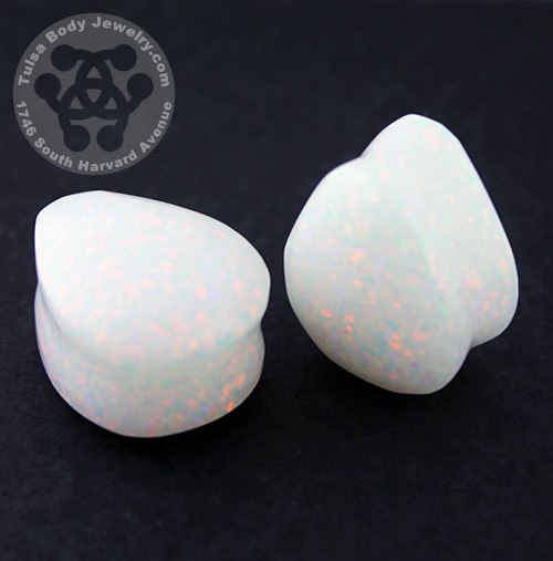 White Opal Teardrop Plugs by Oracle Body Jewelry Plugs 7/8 inch (22mm) White Opal