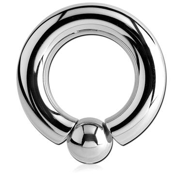 6g Stainless Screw-Ball Ring Captive Bead Rings 6g (4mm) - 15/32" dia (12mm) - 8mm ball Stainless Steel