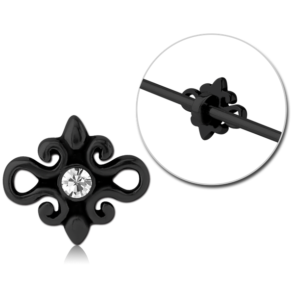 CZ Black Barbell Charm Replacement Parts 9.8x11.1mm Black
