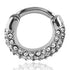 Encrusted CZ Stainless Septum Clicker Septum Clickers 16g - 5/16" diameter (8mm) Clear