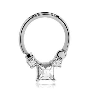Square CZ Stainless Septum Clicker Septum Clickers 16g - 5/16" diameter (8mm) Stainless Steel