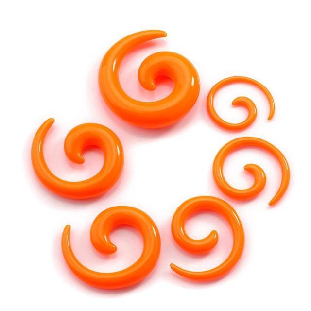 Orange Acrylic Spirals Plugs 12 gauge (2mm) Orange