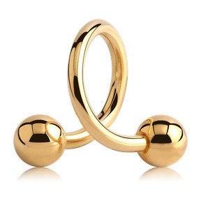 14g Gold Spiral Barbell Spiral Barbells 14g - 5/16" diameter (8mm) - 4mm balls Gold
