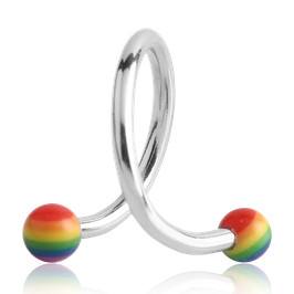 16g Rainbow Spiral Barbell Spiral Barbells 16g - 5/16" diameter (8mm) - 3mm balls Rainbow