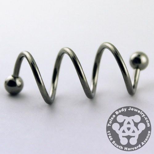 14g Triple Stainless Spiral Barbell Spiral Barbells 14g - 3/8" diameter (10mm) - 5mm balls Stainless Steel