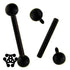 14g Black Titanium Straight Barbell (internal) Straight Barbells 14g - 15/32" long (12mm) - 4mm balls Black